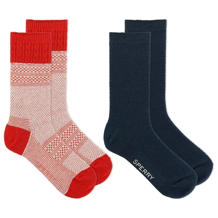 Socks and Liners Women Sperry Comfort Boot Crew Red Assorted