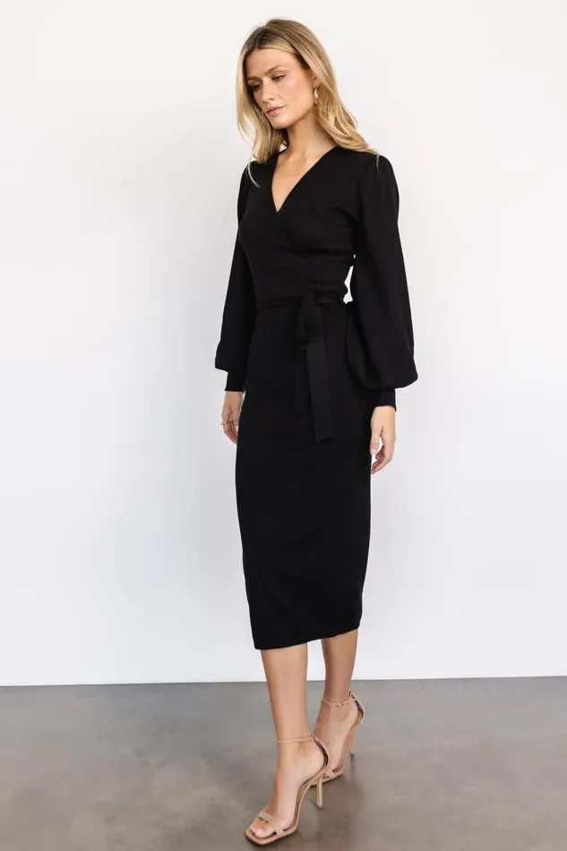 Soho Bubble Sleeve Sweater Dress Black Women Baltic Born Midi Dresses Soho Bubble Sleeve Sweater Dress Black Women Baltic Born Midi Dresses