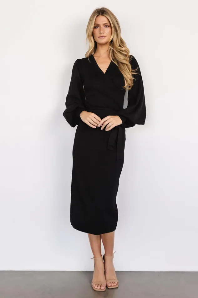 Soho Bubble Sleeve Sweater Dress Black Women Baltic Born Midi Dresses Soho Bubble Sleeve Sweater Dress Black Women Baltic Born Midi Dresses