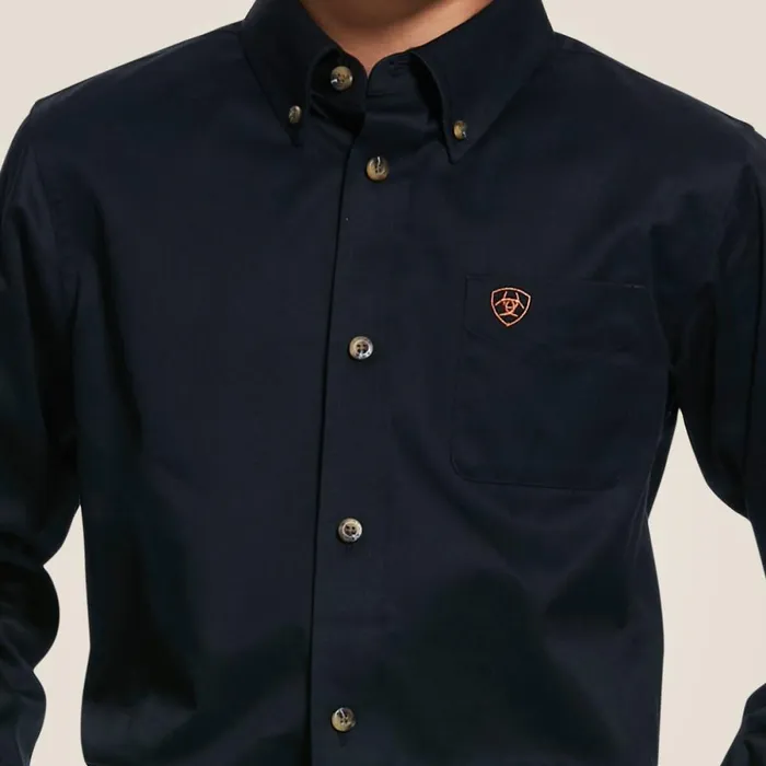 Solid Twill Classic Fit Shirt Black Kids Ariat Button Down Shirts