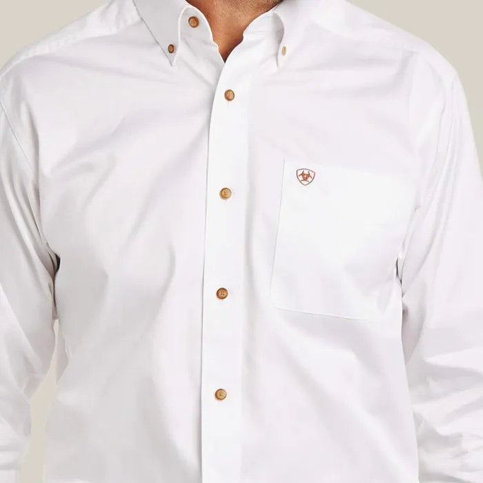 Solid Twill Fitted Shirt White Men Ariat Button Down Shirts Solid Twill Fitted Shirt White Men Ariat Button Down Shirts