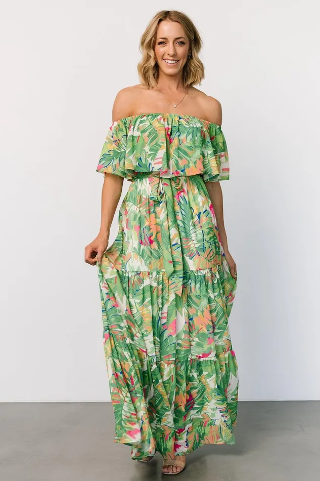 Sonoma Off Shoulder Maxi Dress Green Multi Women Baltic Born Maxi Dresses