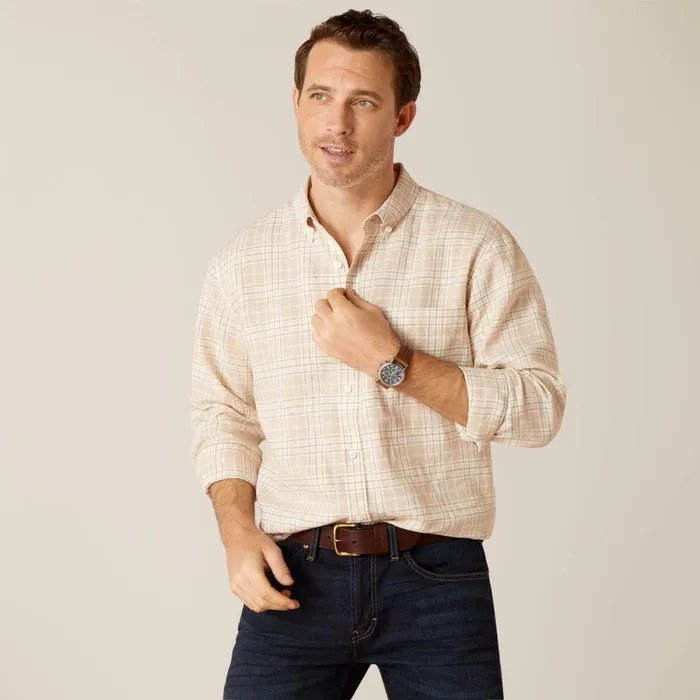 Sonoma Shirt Tan Plaid Men Ariat Button Down Shirts