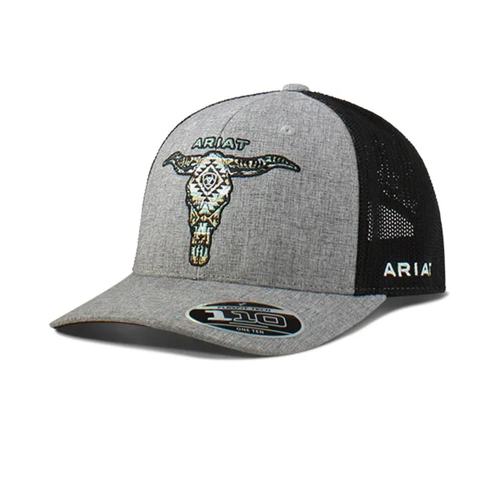 Southwest Embroidered Skull Cap Sliver Men Ariat Hats and Caps