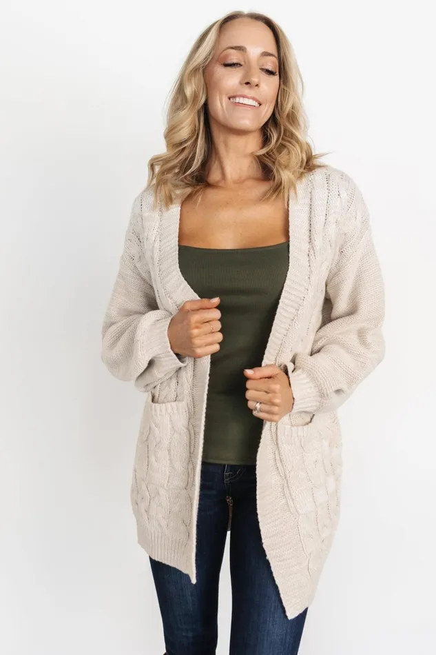 Spencer Chunky Knit Cardigan Oatmeal Women Baltic Born Sweaters