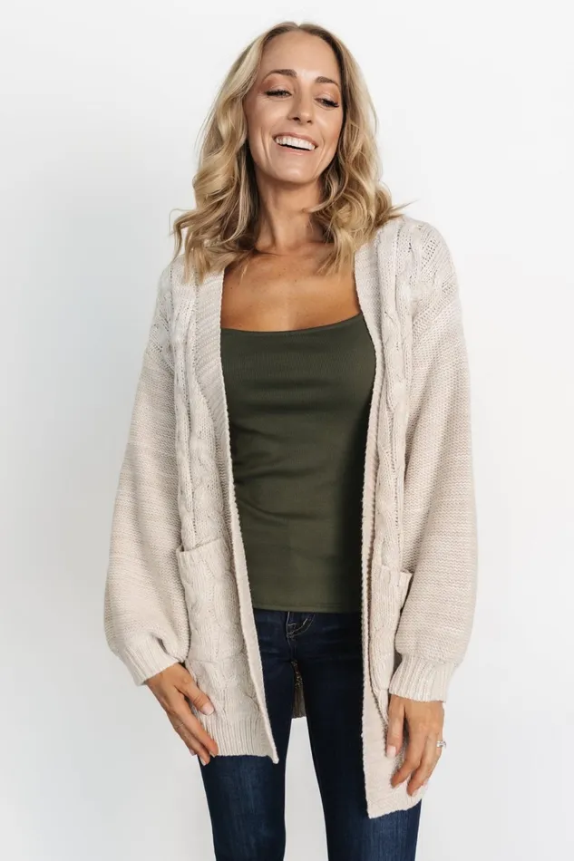 Spencer Chunky Knit Cardigan Oatmeal Women Baltic Born Sweaters Spencer Chunky Knit Cardigan Oatmeal Women Baltic Born Sweaters