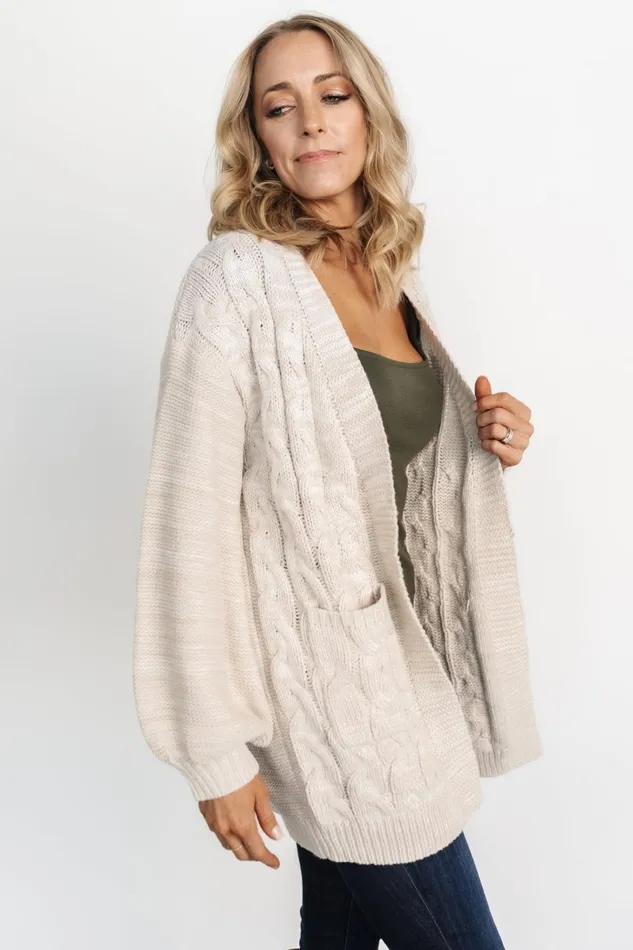 Spencer Chunky Knit Cardigan Oatmeal Women Baltic Born Sweaters Spencer Chunky Knit Cardigan Oatmeal Women Baltic Born Sweaters