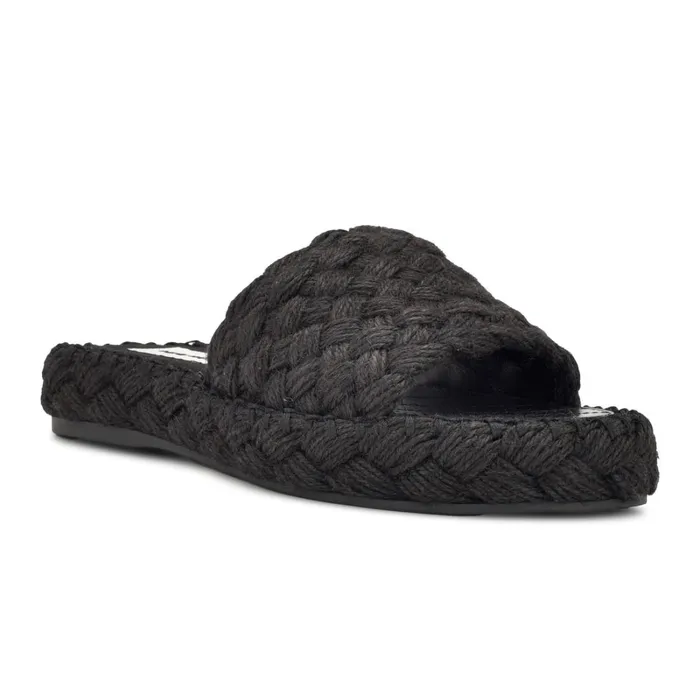 Stef Woven Slide Sandals Black Women Nine West Low Heel Stef Woven Slide Sandals Black Women Nine West Low Heel