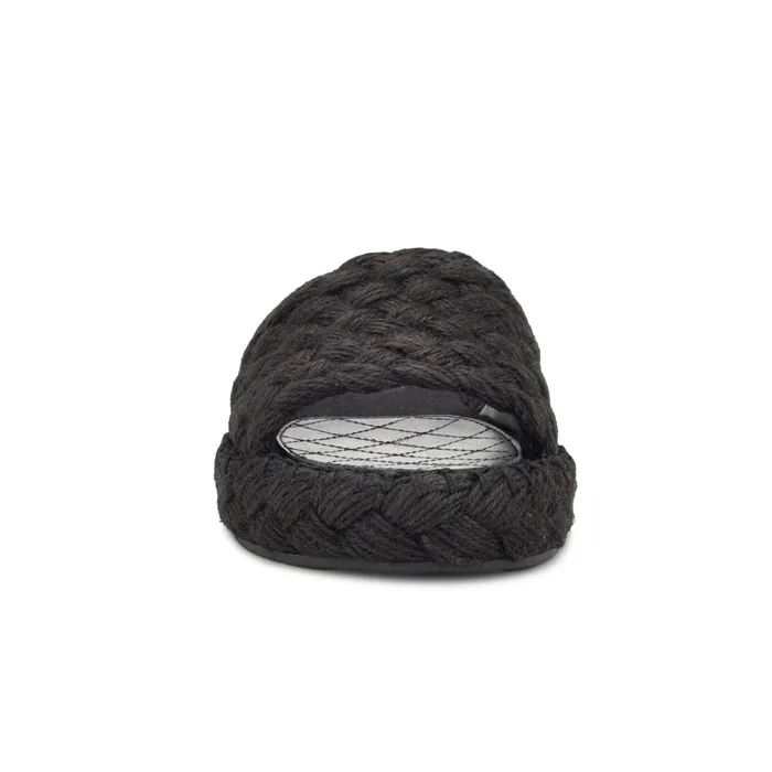 Stef Woven Slide Sandals Black Women Nine West Low Heel Stef Woven Slide Sandals Black Women Nine West Low Heel