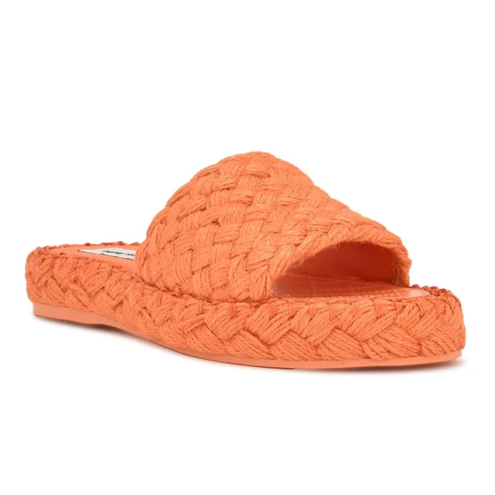 Stef Woven Slide Sandals Orange Women Nine West Sandals Stef Woven Slide Sandals Orange Women Nine West Sandals