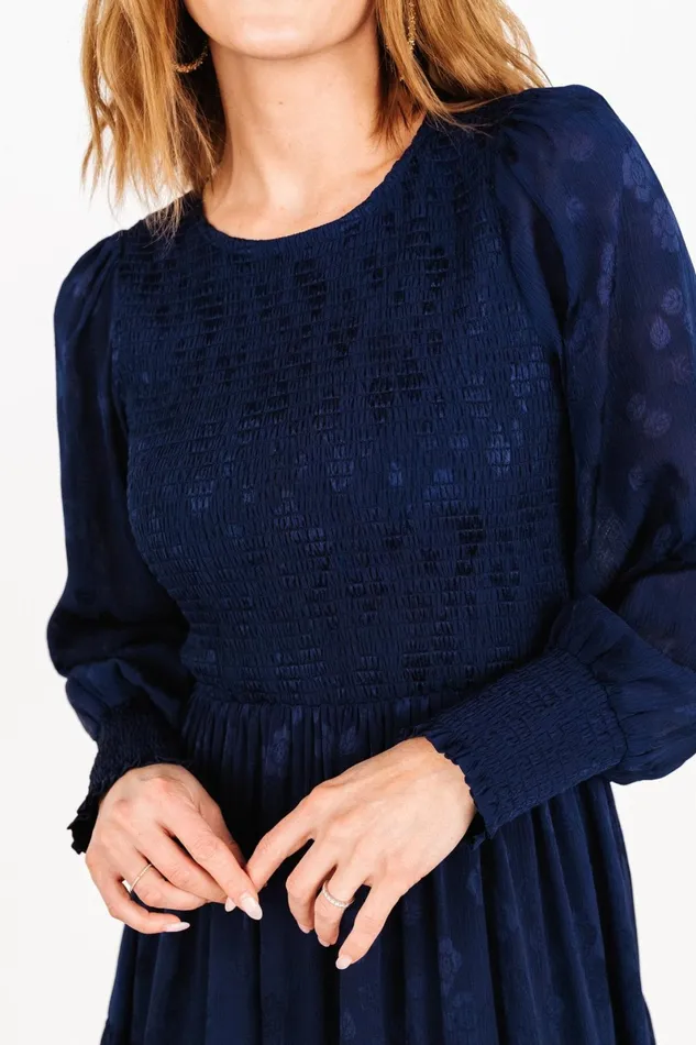 Stockholm Smocked Dress Midnight Blue Women Baltic Born Midi Dresses Stockholm Smocked Dress Midnight Blue Women Baltic Born Midi Dresses