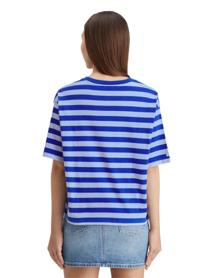 STRIPED CROPPED TSHIRT Electric Blue Stripe Women Scotch and Soda Tops and TShirts STRIPED CROPPED TSHIRT Electric Blue Stripe Women Scotch and Soda Tops and TShirts