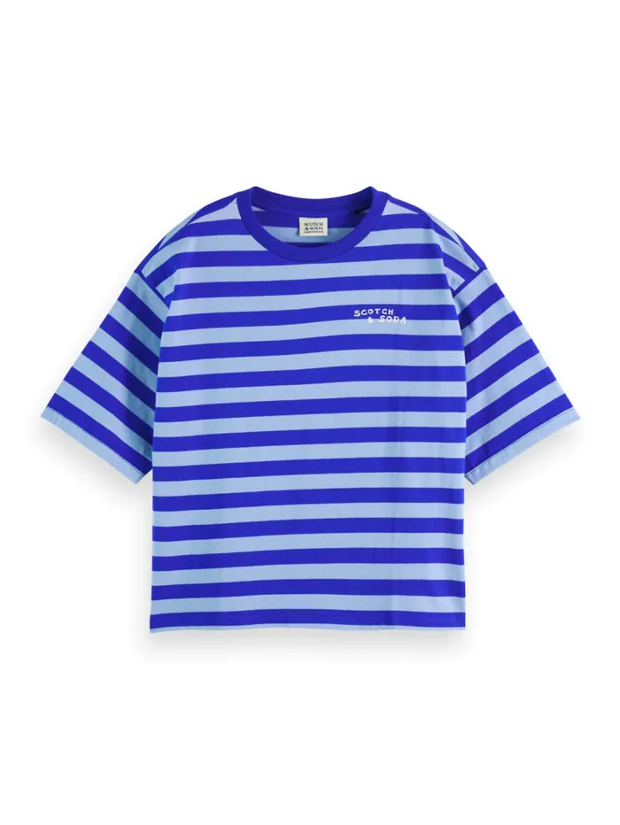 STRIPED CROPPED TSHIRT Electric Blue Stripe Women Scotch and Soda Tops and TShirts STRIPED CROPPED TSHIRT Electric Blue Stripe Women Scotch and Soda Tops and TShirts