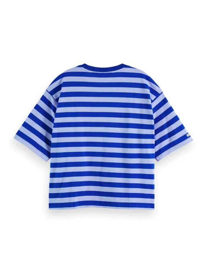 STRIPED CROPPED TSHIRT Electric Blue Stripe Women Scotch and Soda Tops and TShirts STRIPED CROPPED TSHIRT Electric Blue Stripe Women Scotch and Soda Tops and TShirts
