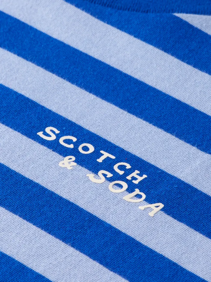 STRIPED CROPPED TSHIRT Electric Blue Stripe Women Scotch and Soda Tops and TShirts STRIPED CROPPED TSHIRT Electric Blue Stripe Women Scotch and Soda Tops and TShirts