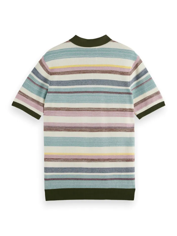 Structure Knitted Polo Multi Stripe Men Scotch and Soda TShirts and Polo Shirts Structure Knitted Polo Multi Stripe Men Scotch and Soda TShirts and Polo Shirts