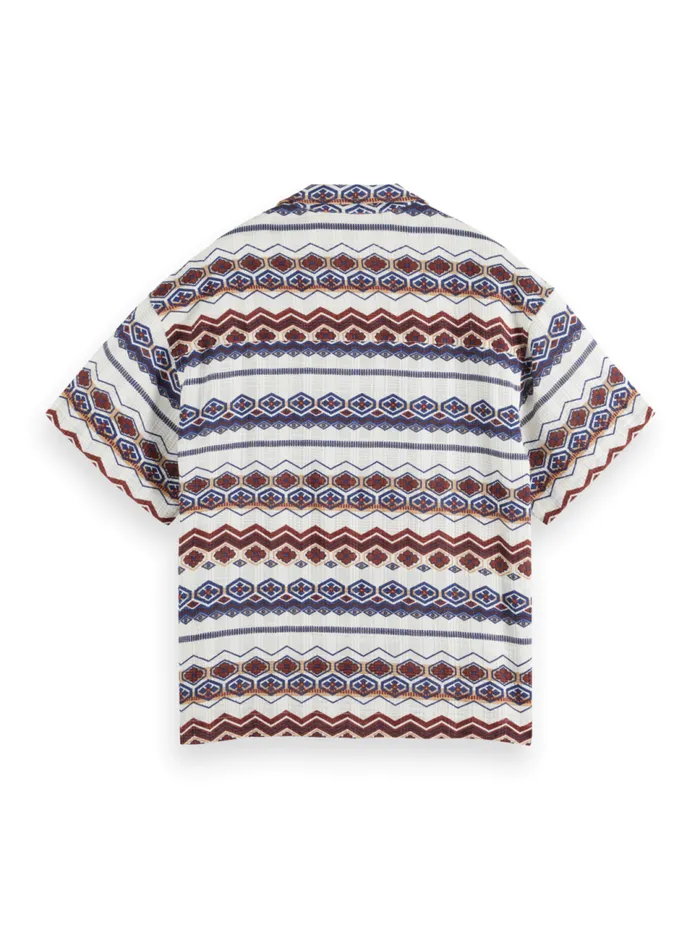 Structured Printed Stripe Shirt Red Blue Multi Men Scotch and Soda Shirts