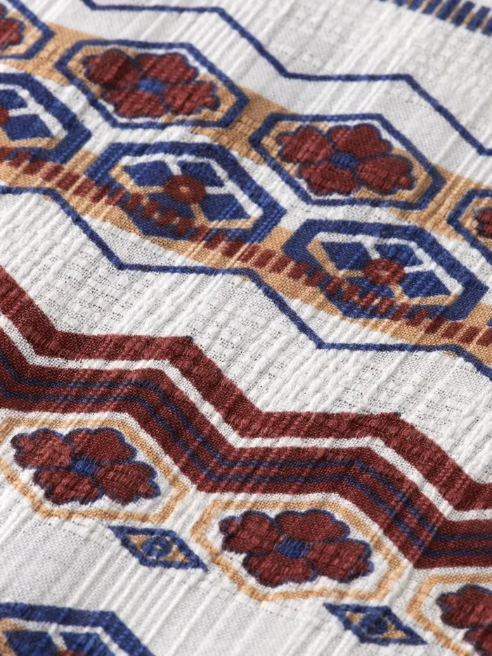 Structured Printed Stripe Shirt Red Blue Multi Men Scotch and Soda Shirts