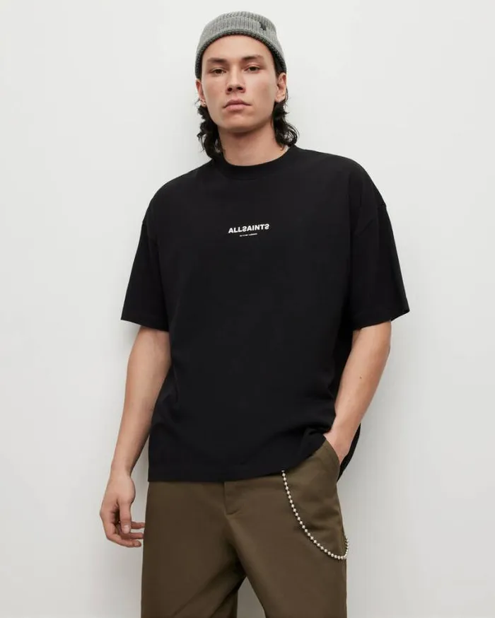 Subverse Oversized Crew Neck TShirt Jet Black Men AllSaints TShirts
