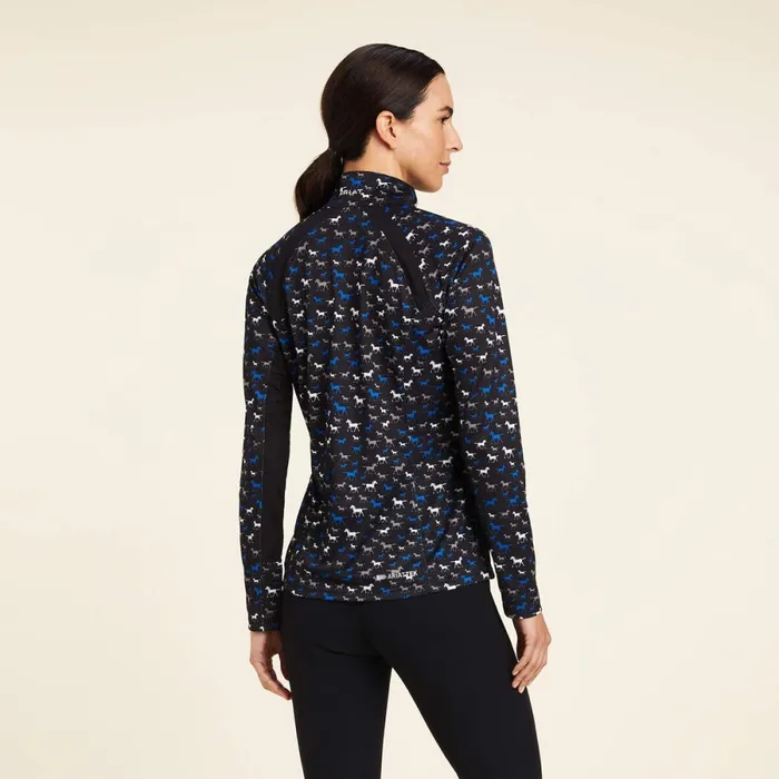 Sunstopper 20 14 Zip Baselayer Black Busy Pony Print Women Ariat TShirts and Tops Sunstopper 20 14 Zip Baselayer Black Busy Pony Print Women Ariat TShirts and Tops