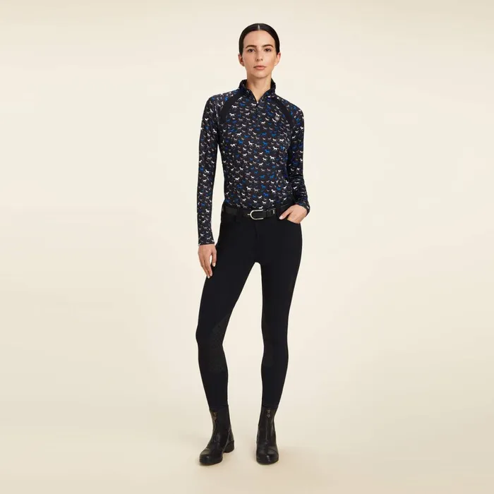 Sunstopper 20 14 Zip Baselayer Black Busy Pony Print Women Ariat TShirts and Tops Sunstopper 20 14 Zip Baselayer Black Busy Pony Print Women Ariat TShirts and Tops