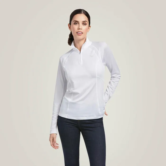 Sunstopper 20 14 Zip Baselayer White Women Ariat TShirts and Tops