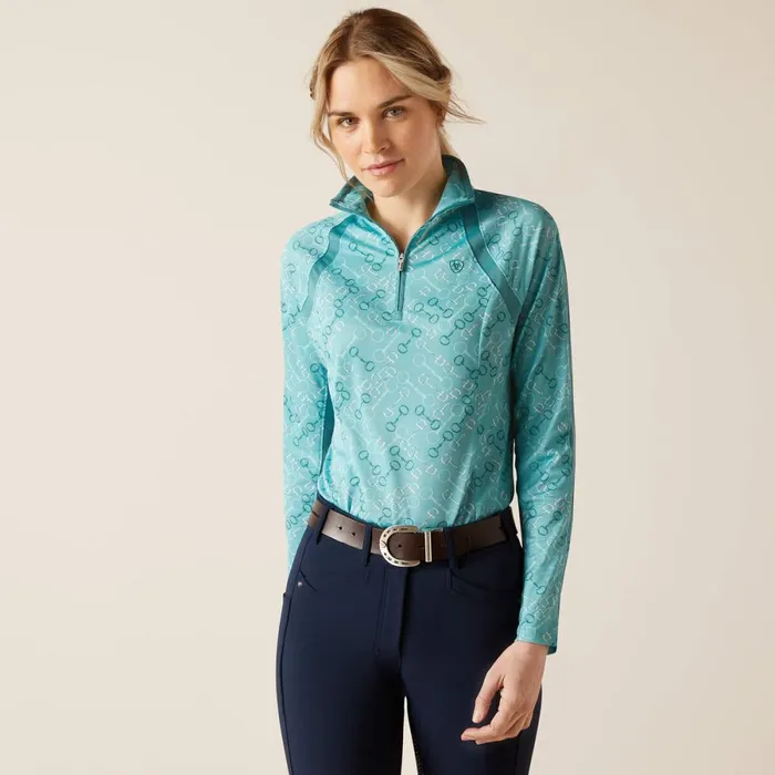 Sunstopper 30 14 Zip Baselayer Marine Blue Bit Women Ariat TShirts and Tops