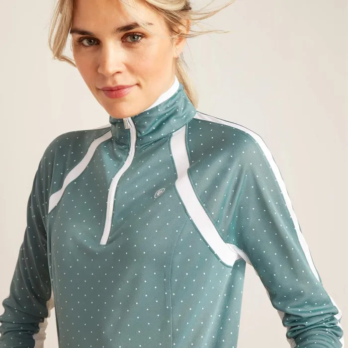 Sunstopper 30 14 Zip Baselayer North Atlantic Dot Women Ariat TShirts and Tops Sunstopper 30 14 Zip Baselayer North Atlantic Dot Women Ariat TShirts and Tops