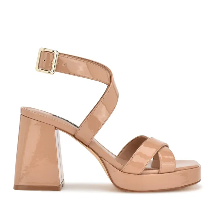 Tackle Ankle Strap Platform Sandals Blush Patent Women Nine West Platforms