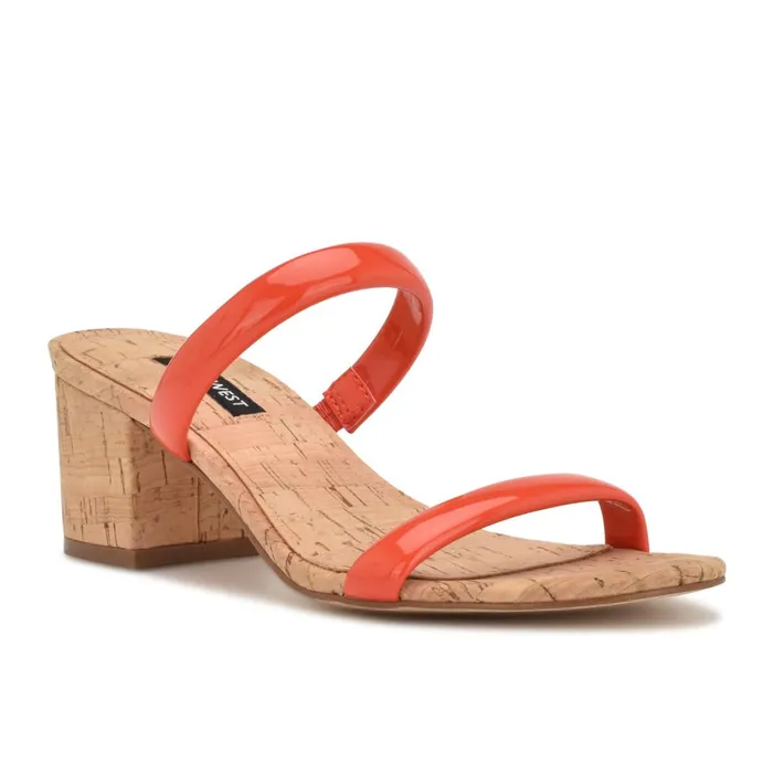 Tae Heeled Slide Sandals Orange Cork Women Nine West Heeled Tae Heeled Slide Sandals Orange Cork Women Nine West Heeled
