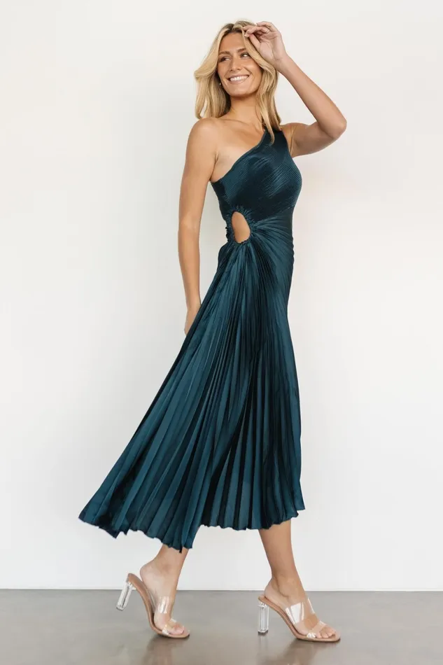 Tasia One Shoulder Pleated Dress Deep Jade Women Baltic Born Midi Dresses Tasia One Shoulder Pleated Dress Deep Jade Women Baltic Born Midi Dresses