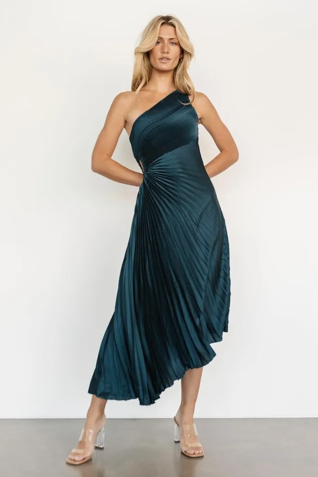Tasia One Shoulder Pleated Dress Deep Jade Women Baltic Born Midi Dresses Tasia One Shoulder Pleated Dress Deep Jade Women Baltic Born Midi Dresses