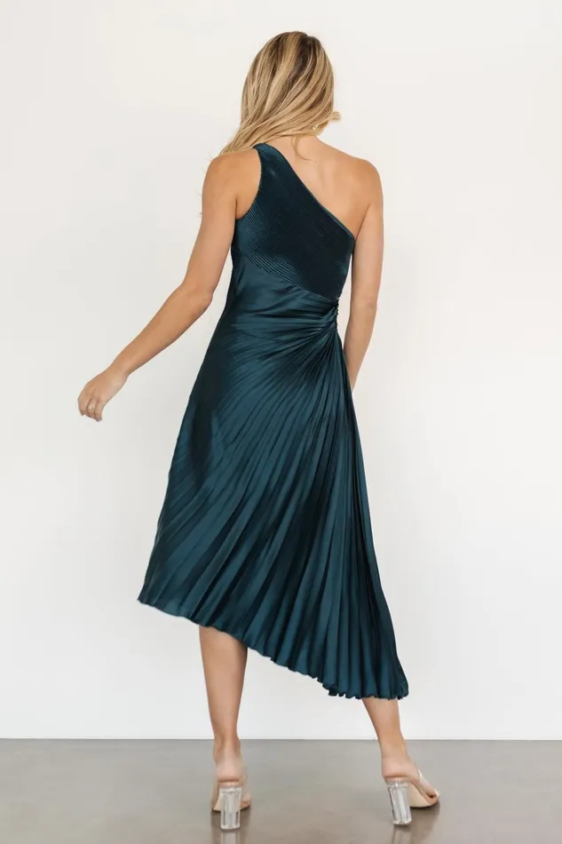 Tasia One Shoulder Pleated Dress Deep Jade Women Baltic Born Midi Dresses Tasia One Shoulder Pleated Dress Deep Jade Women Baltic Born Midi Dresses