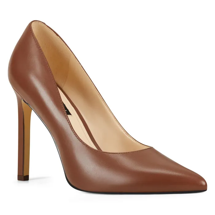 Tatiana Pointy Toe Pumps Brown Leather Women Nine West Pumps Tatiana Pointy Toe Pumps Brown Leather Women Nine West Pumps