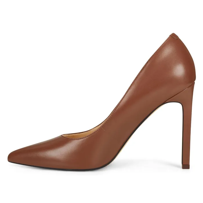 Tatiana Pointy Toe Pumps Brown Leather Women Nine West Pumps Tatiana Pointy Toe Pumps Brown Leather Women Nine West Pumps