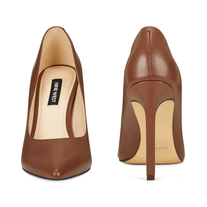 Tatiana Pointy Toe Pumps Brown Leather Women Nine West Pumps Tatiana Pointy Toe Pumps Brown Leather Women Nine West Pumps