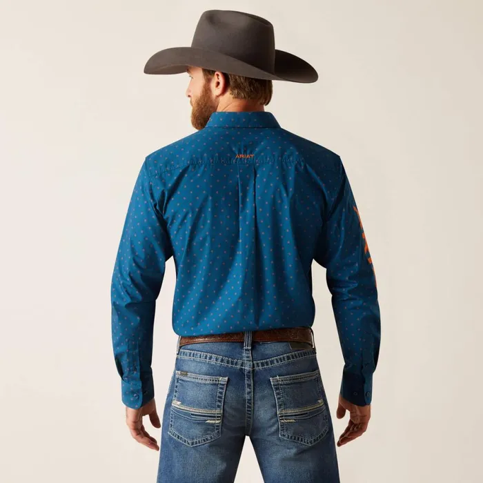 Team Clarence Fitted Shirt True Blue Men Ariat Button Down Shirts Team Clarence Fitted Shirt True Blue Men Ariat Button Down Shirts