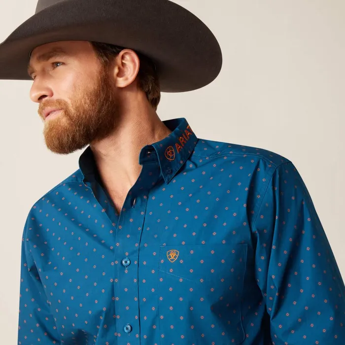 Team Clarence Fitted Shirt True Blue Men Ariat Button Down Shirts Team Clarence Fitted Shirt True Blue Men Ariat Button Down Shirts