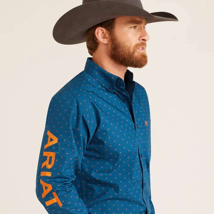 Team Clarence Fitted Shirt True Blue Men Ariat Button Down Shirts Team Clarence Fitted Shirt True Blue Men Ariat Button Down Shirts