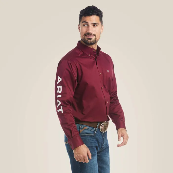 Team Logo Twill Classic Fit Shirt Burgundy Men Ariat Button Down Shirts