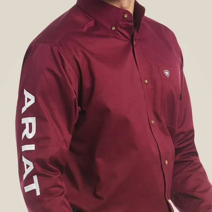 Team Logo Twill Classic Fit Shirt Burgundy Men Ariat Button Down Shirts Team Logo Twill Classic Fit Shirt Burgundy Men Ariat Button Down Shirts