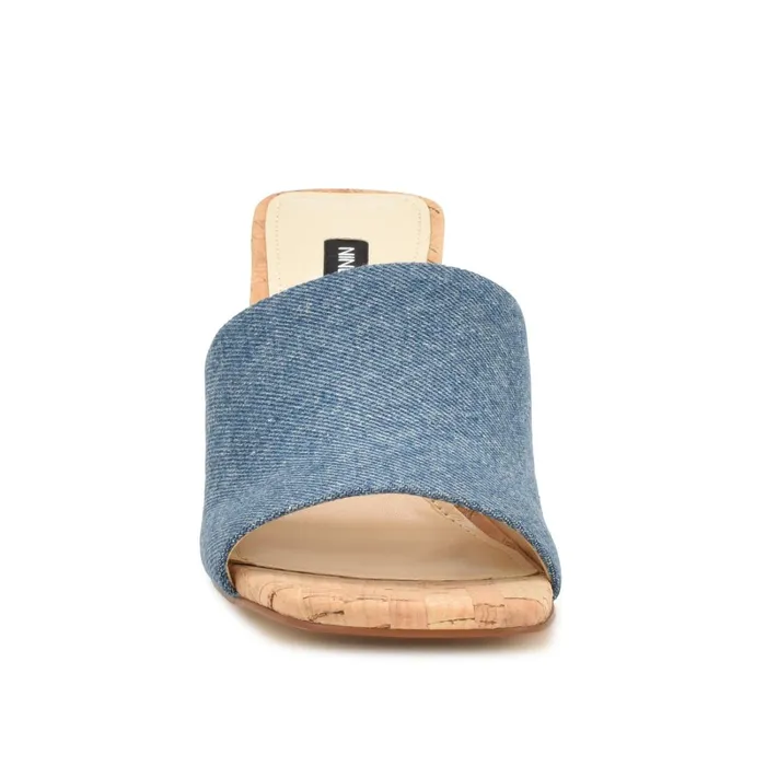 Teice Heeled Slide Sandals Blue Denim Women Nine West Sandals Teice Heeled Slide Sandals Blue Denim Women Nine West Sandals