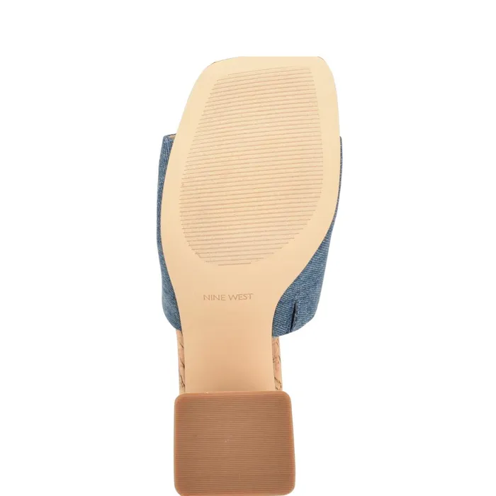 Teice Heeled Slide Sandals Blue Denim Women Nine West Sandals Teice Heeled Slide Sandals Blue Denim Women Nine West Sandals