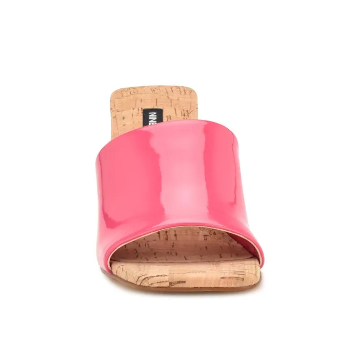 Teice Heeled Slide Sandals Pink Patent Women Nine West Mid Heels Teice Heeled Slide Sandals Pink Patent Women Nine West Mid Heels