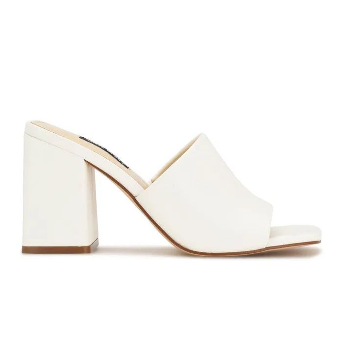 Teice Heeled Slide Sandals White Women Nine West Dress