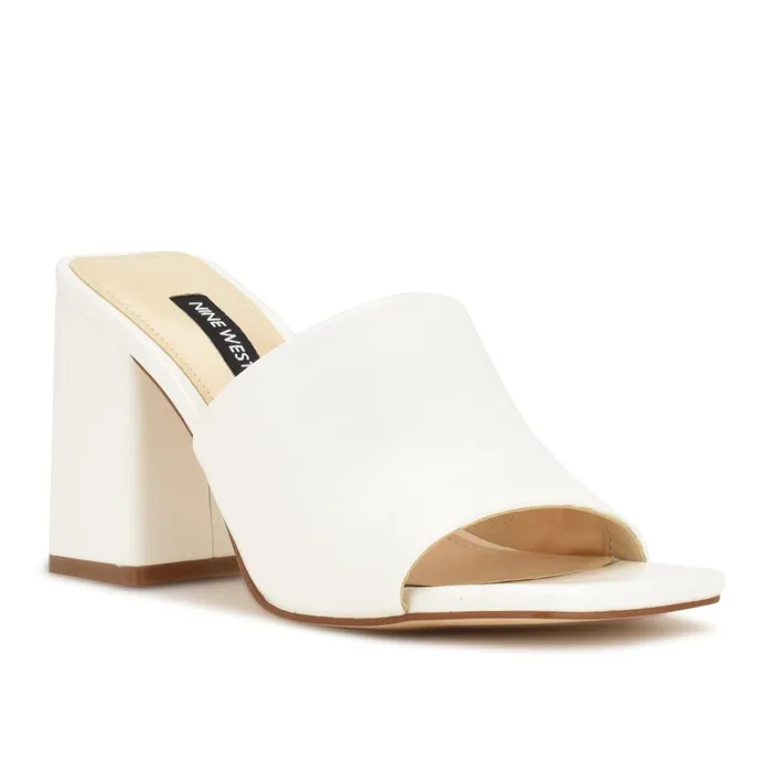 Teice Heeled Slide Sandals White Women Nine West Sandals Teice Heeled Slide Sandals White Women Nine West Sandals