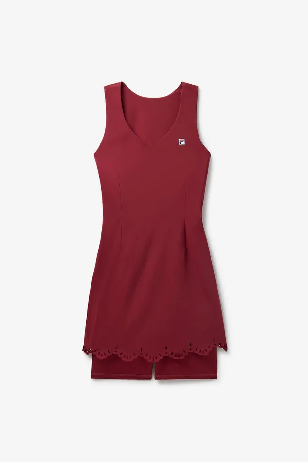 Tennis Women Fila Lasercut Dress 600 Cabernet