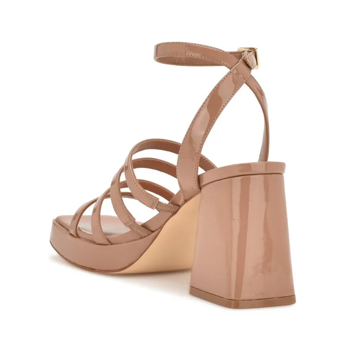 Teriss Strappy Platform Sandals Clay Patent Women Nine West Mid Heels Teriss Strappy Platform Sandals Clay Patent Women Nine West Mid Heels