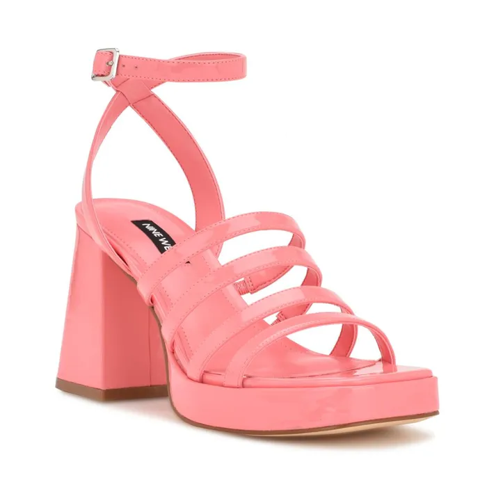 Teriss Strappy Platform Sandals Pink Rose Patent Women Nine West Platforms Teriss Strappy Platform Sandals Pink Rose Patent Women Nine West Platforms
