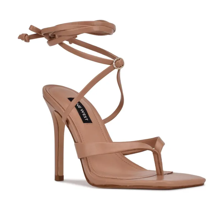 Terrie Ankle Wrap Heeled Sandals Nude Women Nine West Heeled Terrie Ankle Wrap Heeled Sandals Nude Women Nine West Heeled